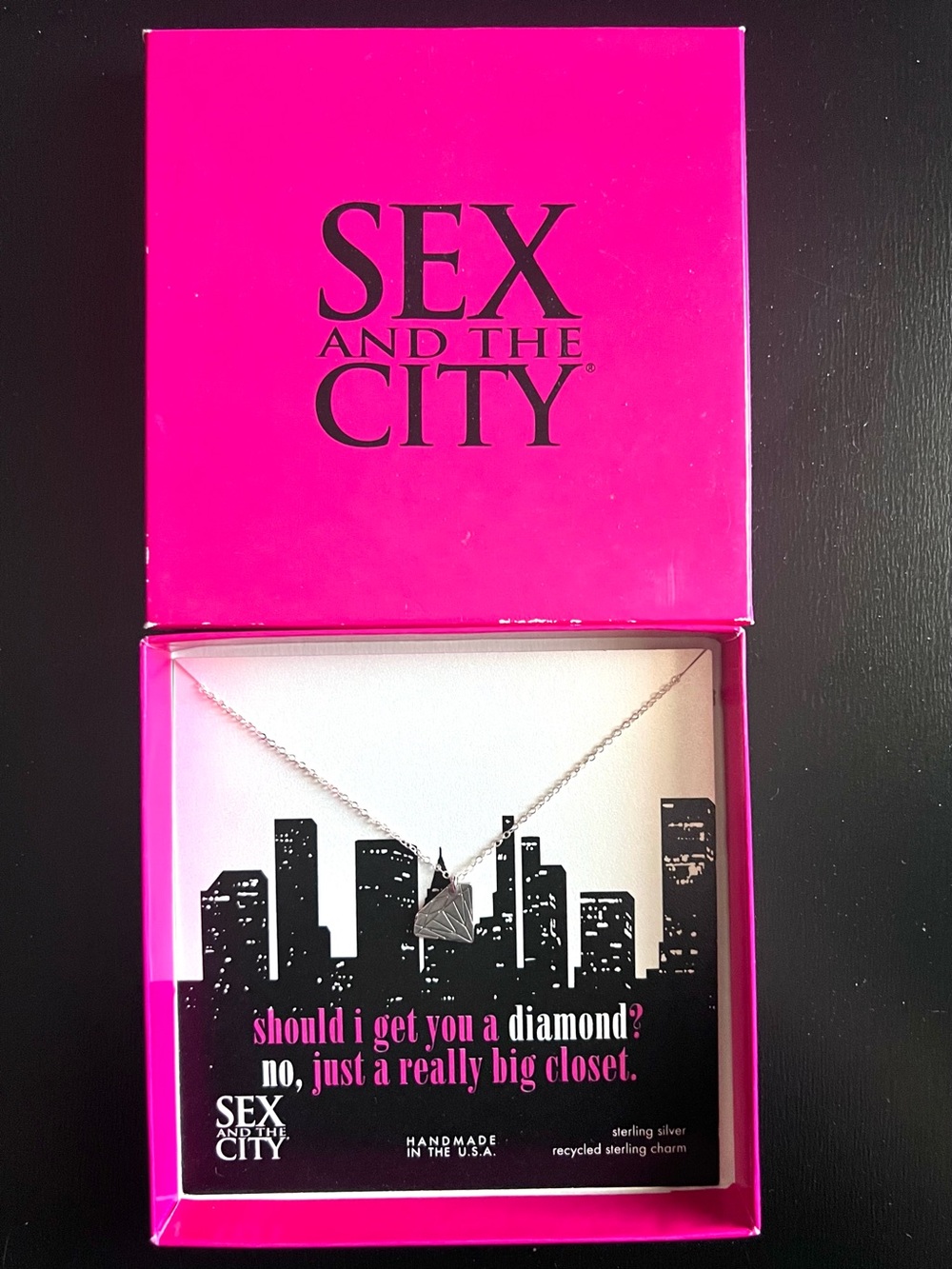 Sex and the City Sterling Silver Diamond Charm Necklace 2010 HBO